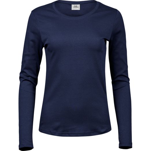 Tee Jays Ladies' Long Sleeve Interlock Tee Navy Blue