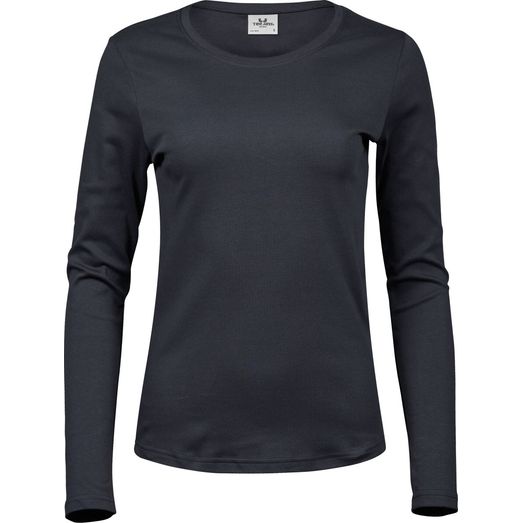 Tee Jays Ladies' Long Sleeve Interlock Tee Dark Grey