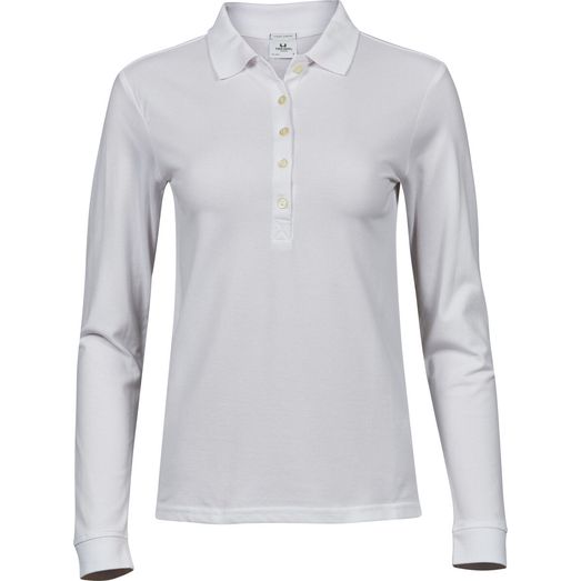 Tee Jays Ladies' Luxury Stretch Long Sleeve Polo White