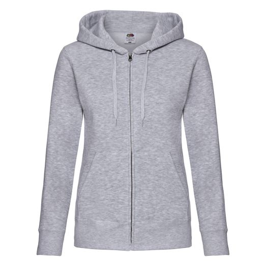 Fruit Of The Loom Ladies' Premium Hooded Sweat Jacket Heather Grey