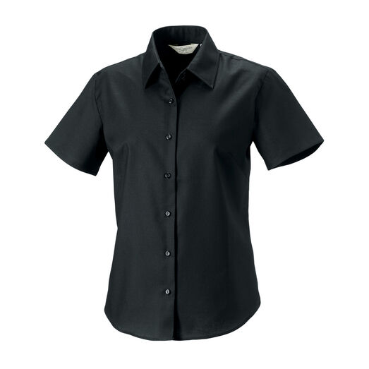 Russell Collection Ladies' Short Sleeve Easy Care Oxford Shirt Black