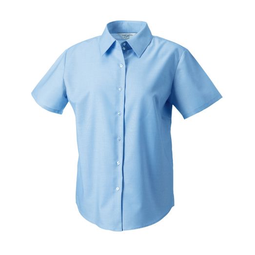 Russell Collection Ladies' Short Sleeve Easy Care Oxford Shirt Oxford Blue