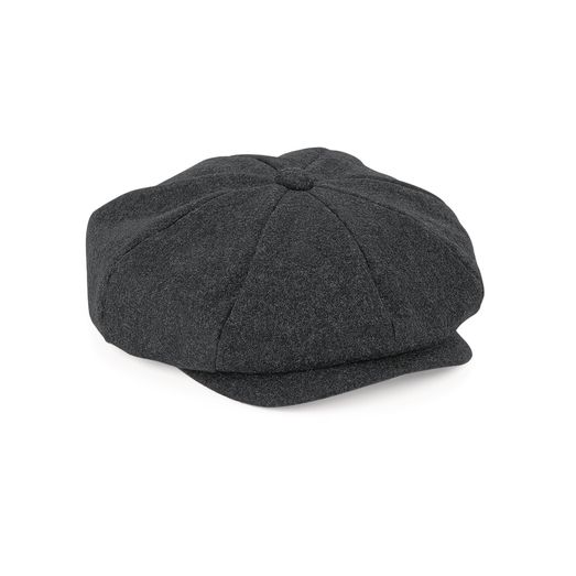 Beechfield  Melton Wool Baker Boy Cap Charcoal Marl