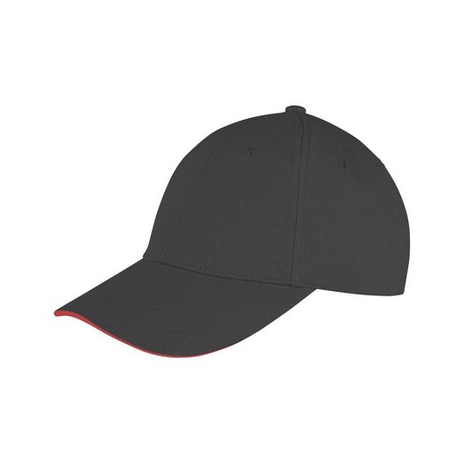 Result Core Memphis Brushed Cotton Low Profile Sandwich Peak Cap Black/Red