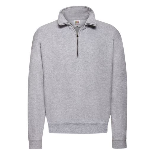 Fruit Of The Loom Men's Classic Zip Neck Sweat Heather Grey