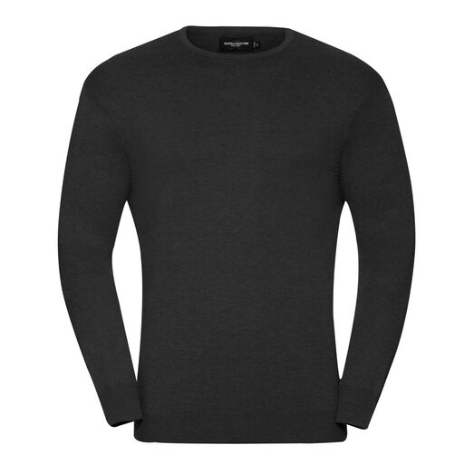 Russell Collection Men's Crew Neck Knitted Pullover Black