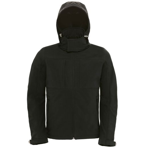 B&amp;C Men's Hooded Softshell Black