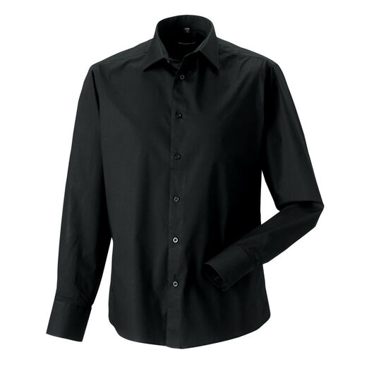 Russell Collection Men's Long Sleeve Easy Care Fitted Shirt Black