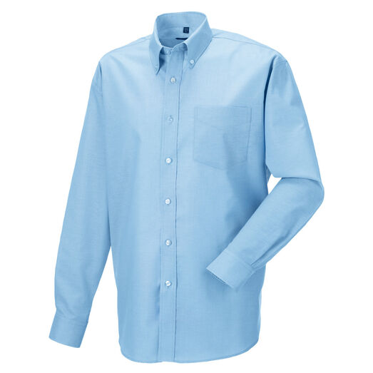 Russell Collection Men's Long Sleeve Easy Care Oxford Shirt Oxford Blue