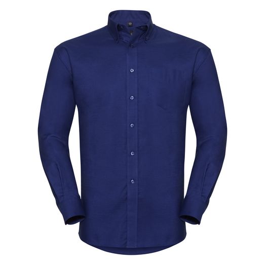 Russell Collection Men's Long Sleeve Easy Care Oxford Shirt Bright Royal