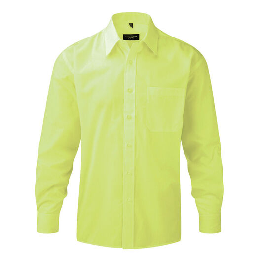 Russell Collection Men's Long Sleeve Polycotton Easy Care Poplin Shirt Lime