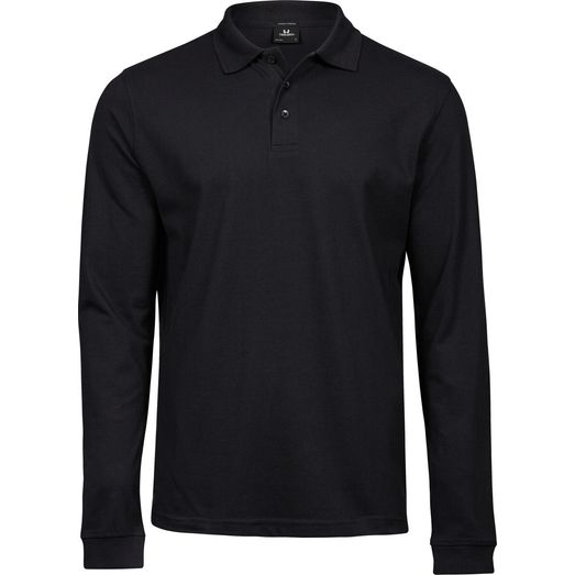 Tee Jays Men's Luxury Stretch Long Sleeve Polo Black