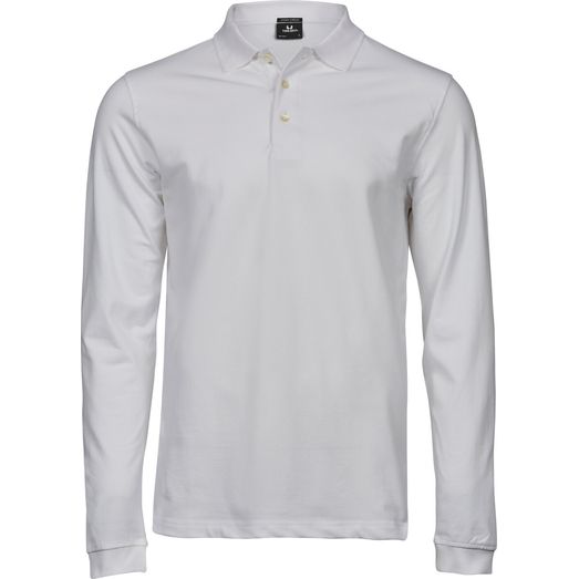 Tee Jays Men's Luxury Stretch Long Sleeve Polo White