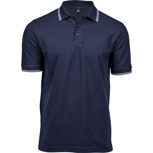 Tee Jays Men's Luxury Stripe Stretch Polo Navy/White