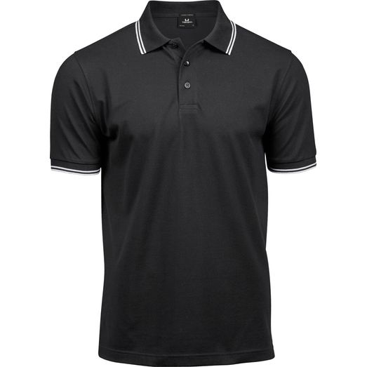 Tee Jays Men's Luxury Stripe Stretch Polo Black/White