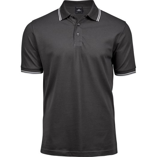 Tee Jays Men's Luxury Stripe Stretch Polo Dark Grey/White