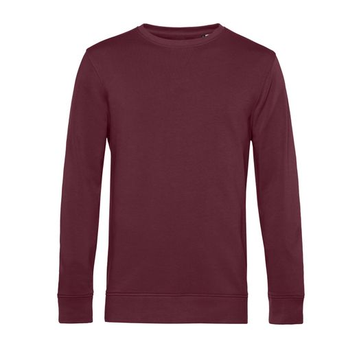 B&amp;C Men's Organic Crew Neck Sweat Burgundy