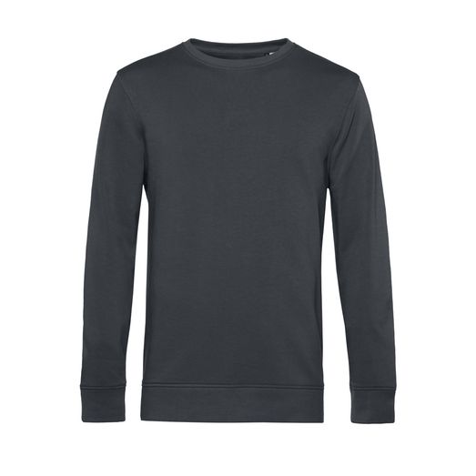 B&amp;C Men's Organic Crew Neck Sweat Asphalt