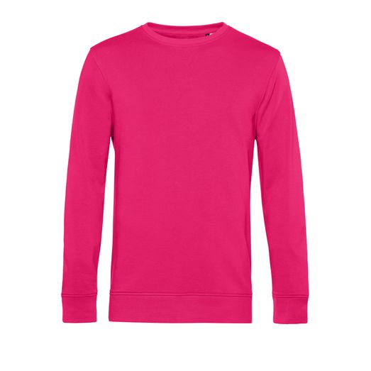 B&amp;C Men's Organic Crew Neck Sweat Magenta Pink