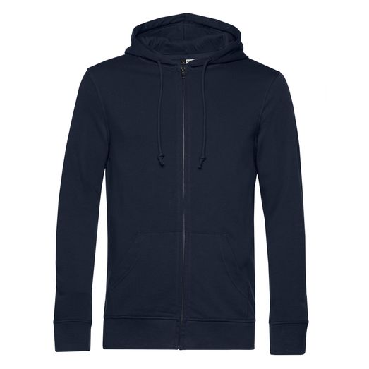 B&amp;C Men's Organic Zipped Hood Navy Blue
