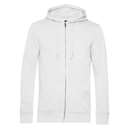 B&amp;C Men's Organic Zipped Hood White
