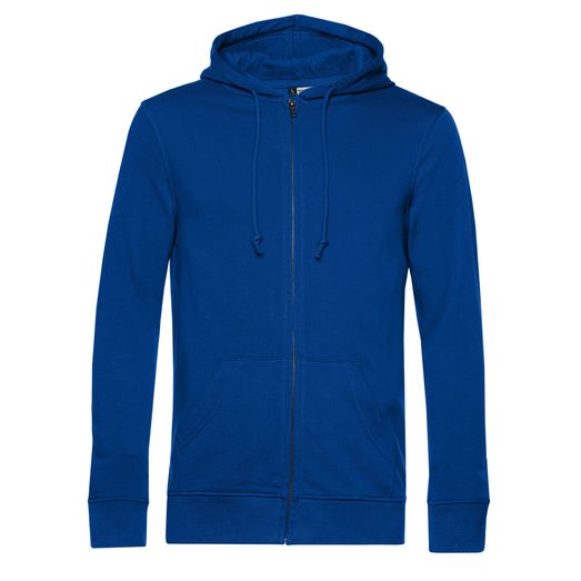B&amp;C Men's Organic Zipped Hood Royal Blue
