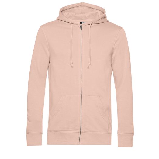 B&amp;C Men's Organic Zipped Hood Soft Rose