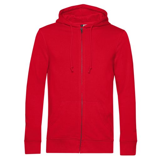B&amp;C Men's Organic Zipped Hood Red