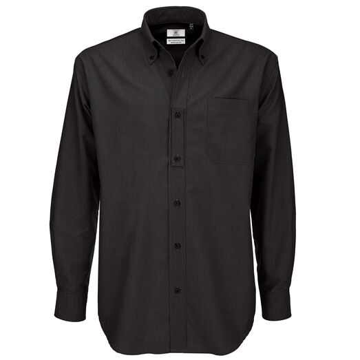 B&C Men's Oxford Long Sleeve Shirt Black
