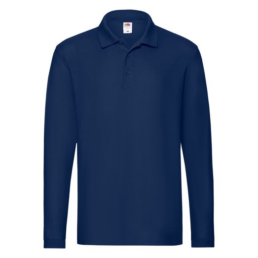 Fruit Of The Loom Men's Premium Long Sleeve Polo Navy Blue
