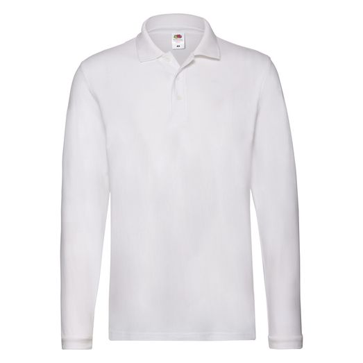 Fruit Of The Loom Men's Premium Long Sleeve Polo White
