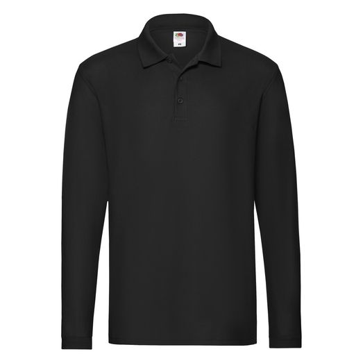 Fruit Of The Loom Men's Premium Long Sleeve Polo Black