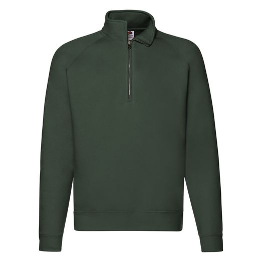 Fruit Of The Loom Men's Premium Zip Neck Sweat Bottle Green