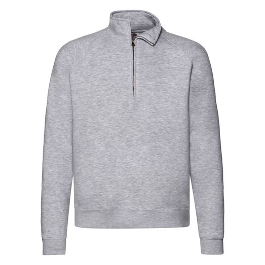 Fruit Of The Loom Men's Premium Zip Neck Sweat Heather Grey