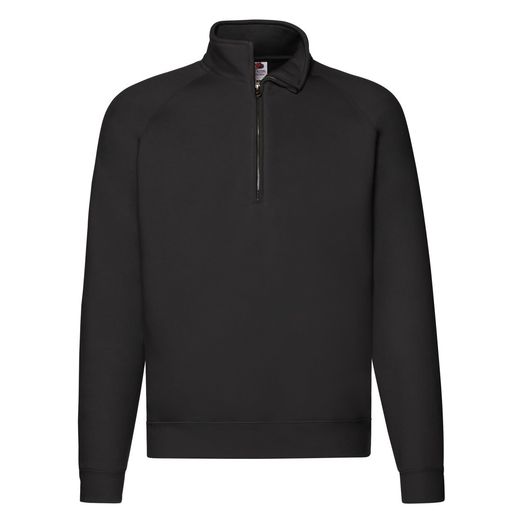Fruit Of The Loom Men's Premium Zip Neck Sweat Black