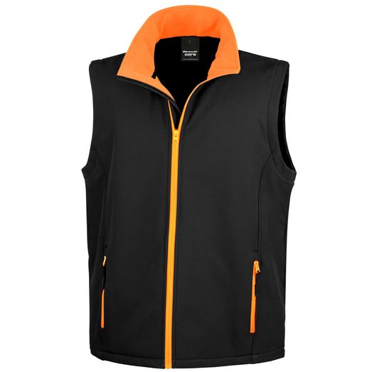 Result Core Men's Printable Softshell Bodywarmer Black/Orange