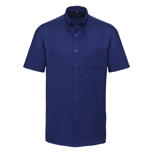 Russell Collection Men's Short Sleeve Easy Care Oxford Shirt Bright Royal