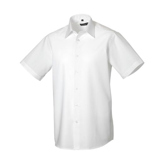 Russell Collection Men's Short Sleeve Easy Care Tailored Oxford Shirt White
