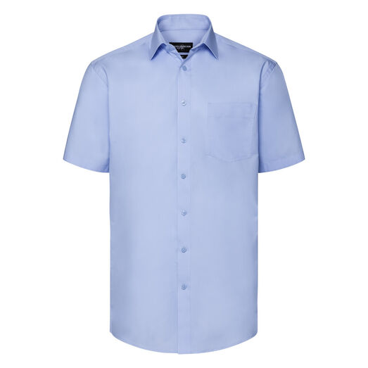 Russell Collection Men's Short Sleeve Tailored Coolmax® Shirt Light Blue