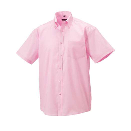 Russell Collection Men's Short Sleeve Ultimate Non-Iron Shirt Classic Pink