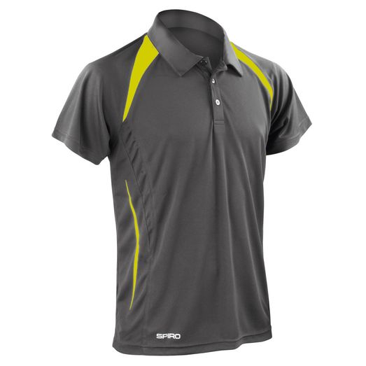 Spiro Men's Team Spirit Polo Shirt Grey/Lime