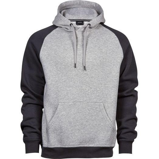 Tee Jays Men's Two-Tone Hooded Sweatshirt Heather Dark Grey