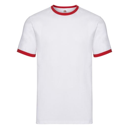 Fruit Of The Loom Men's Valueweight Ringer T-Shirt White/Red