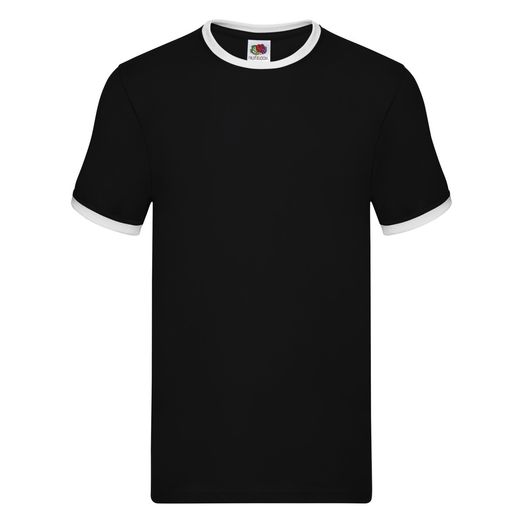 Fruit Of The Loom Men's Valueweight Ringer T-Shirt Black/White