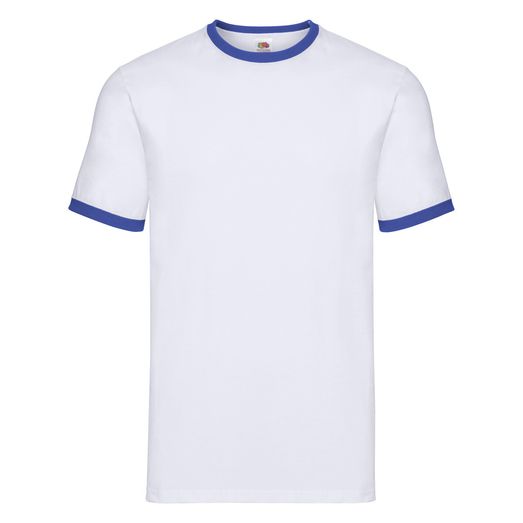 Fruit Of The Loom Men's Valueweight Ringer T-Shirt White/Royal Blue