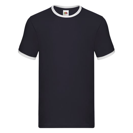 Fruit Of The Loom Men's Valueweight Ringer T-Shirt Navy/White
