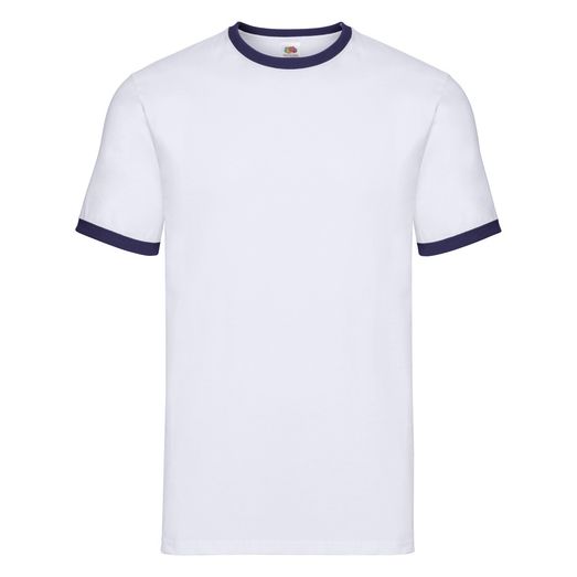 Fruit Of The Loom Men's Valueweight Ringer T-Shirt White/Navy