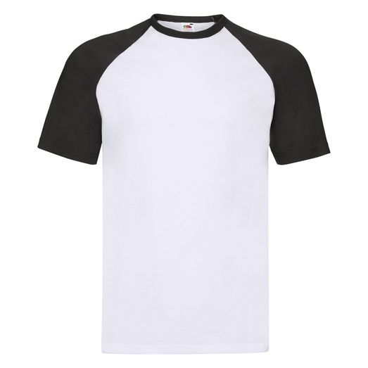 Fruit Of The Loom Men's Valueweight Short Sleeve Baseball T-Shirt White/Black