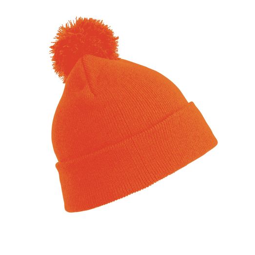 Result Winter Essentials Pom Pom Beanie Fluoresent Orange