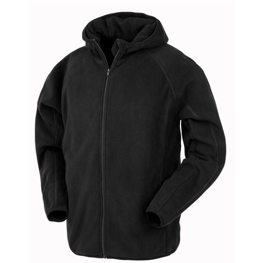 Result Genuine Recycled Recycled Unisex Hooded Microfleece Jacket Black